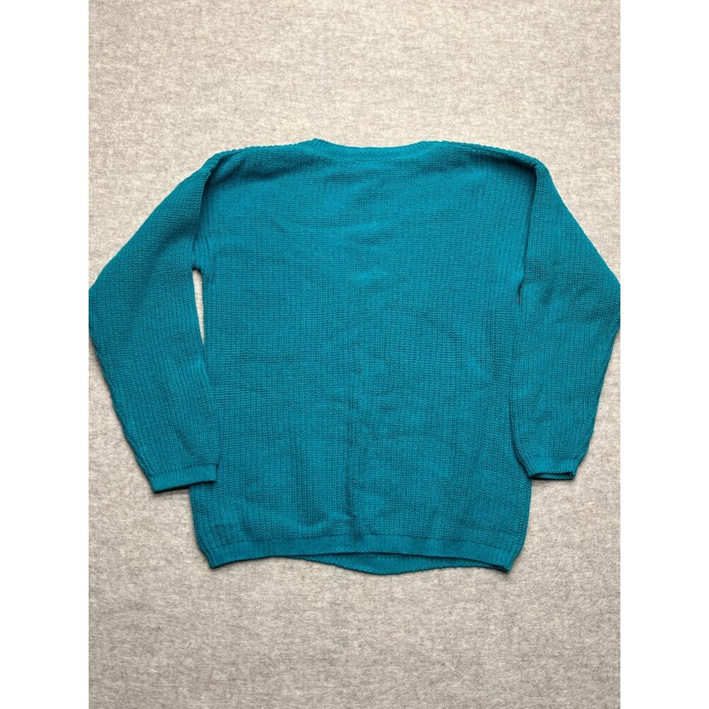 Vintage Cabin Creek Green Cable Knit Cotton Crew Neck Sweater Large - Picture 6 of 8